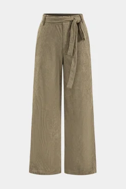 Corduroy Tie Front Wide Leg Trousers