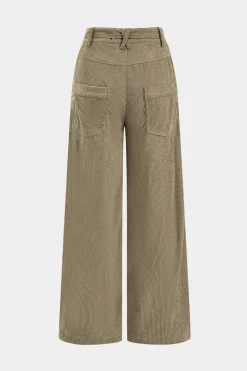 Corduroy Tie Front Wide Leg Trousers