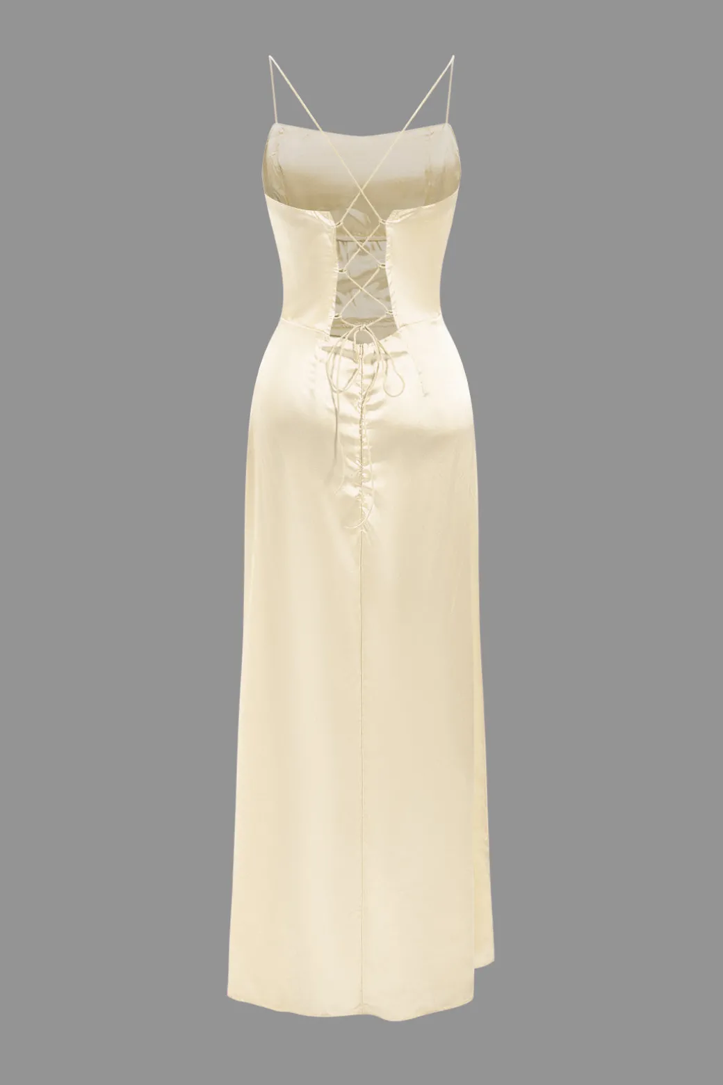 Corset Cowl Neck High Slit Maxi Dress