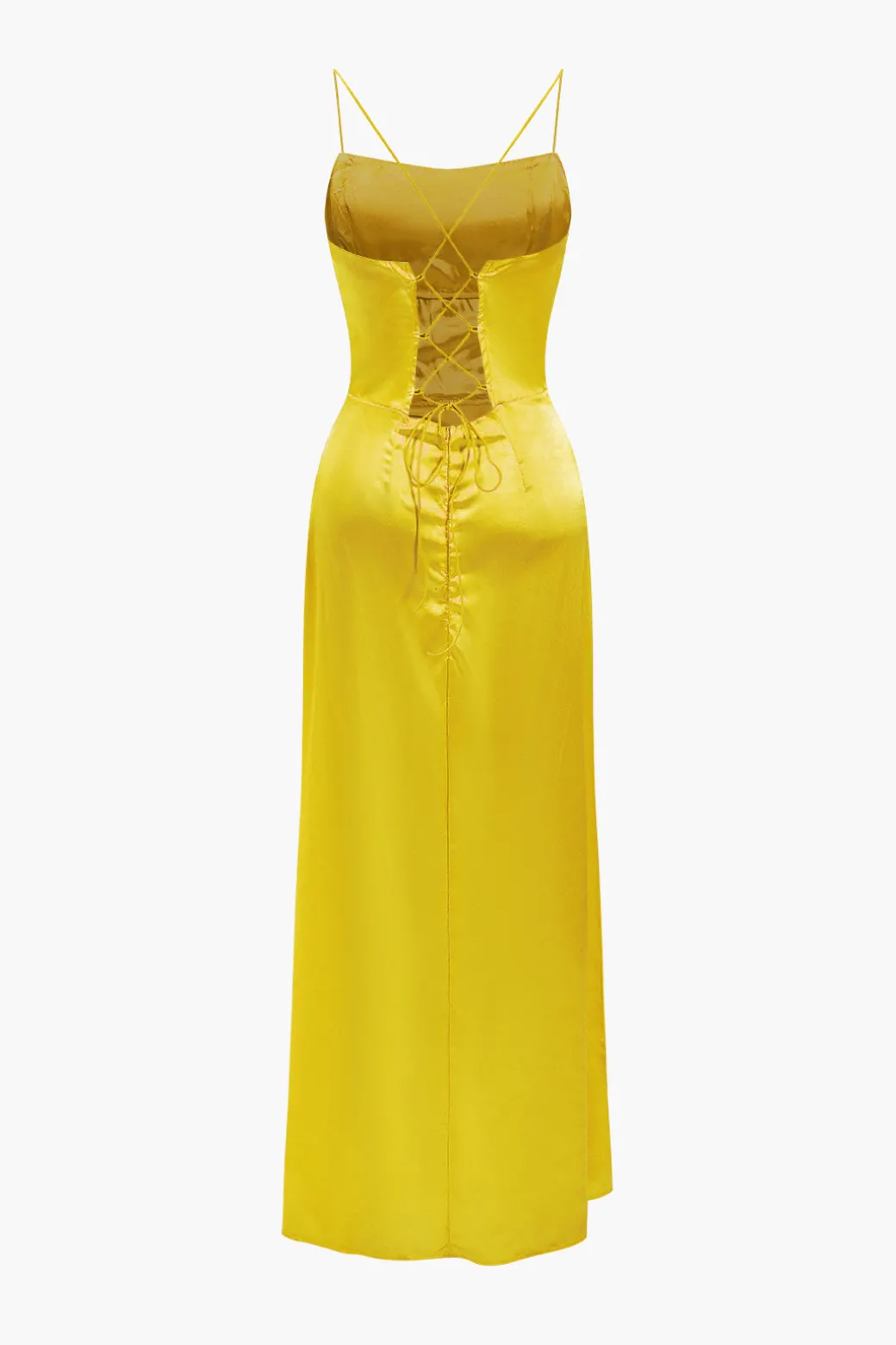 Corset Cowl Neck High Slit Maxi Dress