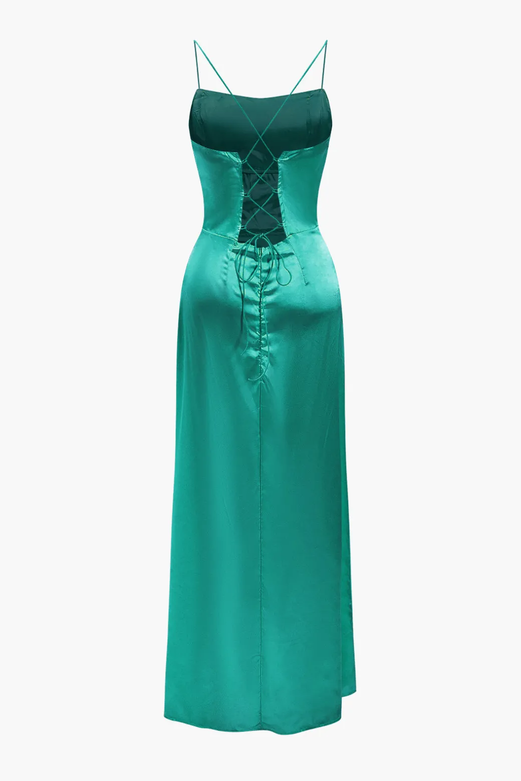 Corset Cowl Neck High Slit Maxi Dress