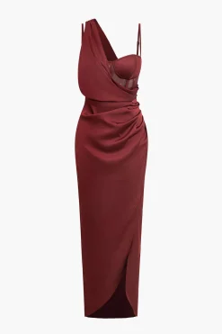 Corset Slit Asymmetrical Maxi Dress