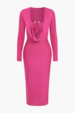 Cowl Neck Long Sleeve Maxi Dress