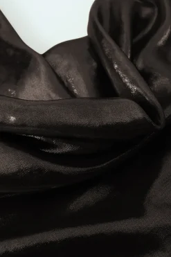Cowl Neck Metallic Slip Mini Dress