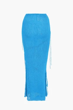 Crochet Backless Tube Top And Split Skirt Set