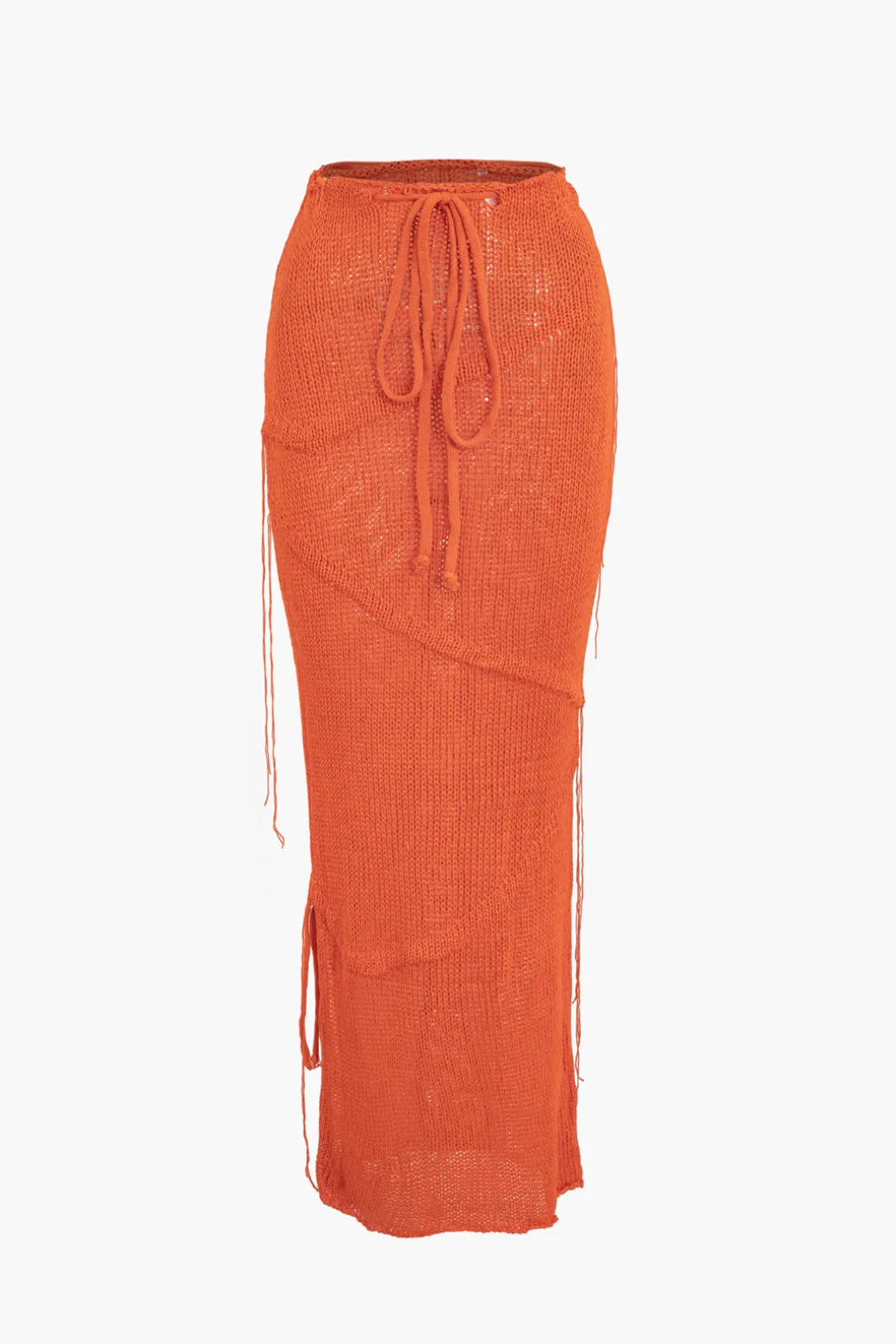 Crochet Backless Tube Top And Split Skirt Set