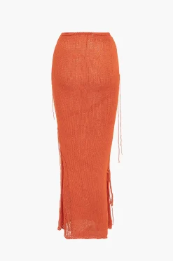 Crochet Backless Tube Top And Split Skirt Set