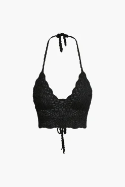 Crochet Halter Knit Cami Top And Mini Skirt Set