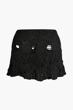 Crochet Halter Knit Cami Top And Mini Skirt Set