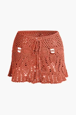 Crochet Halter Knit Cami Top And Mini Skirt Set