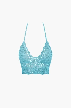 Crochet Halter Knit Cami Top And Mini Skirt Set