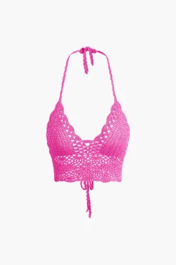 Crochet Halter Knit Cami Top And Mini Skirt Set