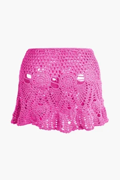 Crochet Halter Knit Cami Top And Mini Skirt Set