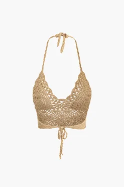 Crochet Halter Knit Cami Top And Mini Skirt Set