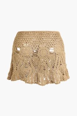 Crochet Halter Knit Cami Top And Mini Skirt Set
