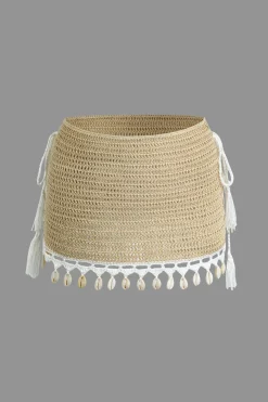 Crochet Shell Tassel Knit Skirt