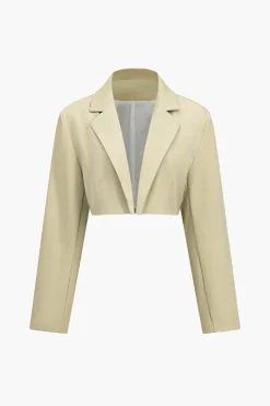 Crop Blazer And Asymmetrical Tie-Wrap Skirt Set