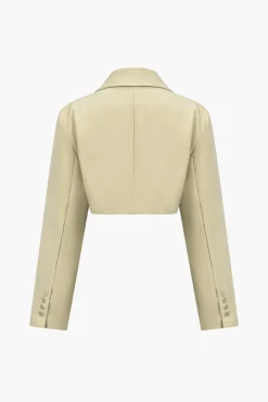 Crop Blazer And Asymmetrical Tie-Wrap Skirt Set