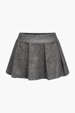 Crop Cami Top And Pleated Mini Skirt Set And Shirt Three-Piece Set
