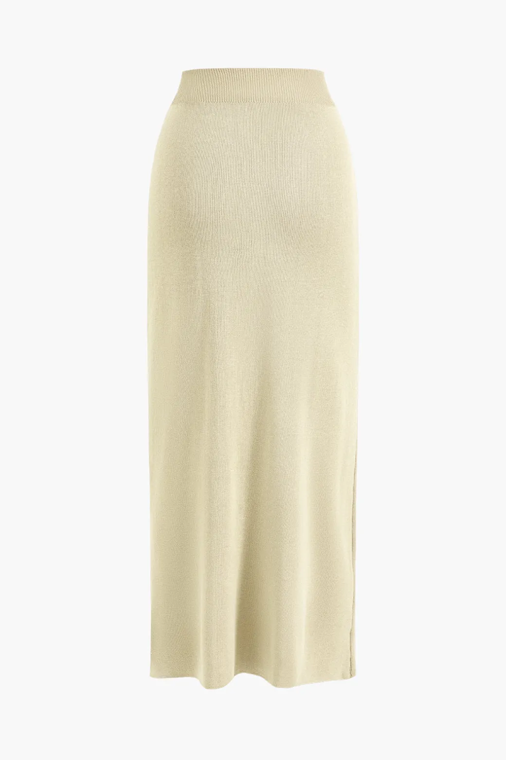 Cropped Button-Up Knit Top And Maxi Skirt Set