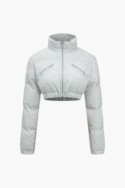Cropped Zipper Puffer