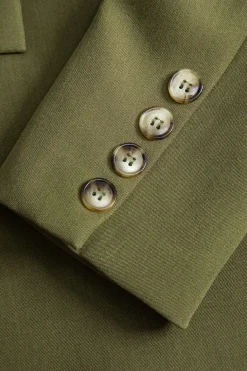 Crossed Button Pocket Belted Blazer