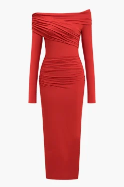 Crossed Long Sleeve Midi Dress