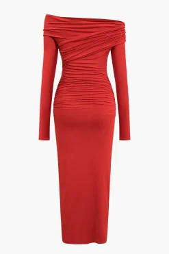Crossed Long Sleeve Midi Dress