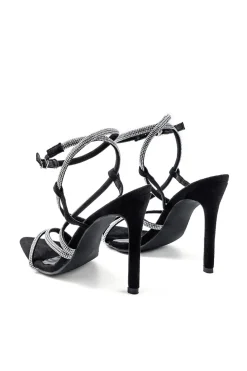 Crossed Rhinestone Pointed Toe High Heels