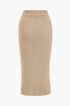 Crossed Sweater Asymmetrical Midi Skirt