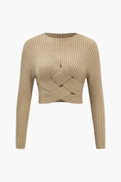 Crossed Sweater Long-Sleeve Top
