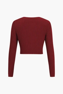 Crossed Sweater Long-Sleeve Top