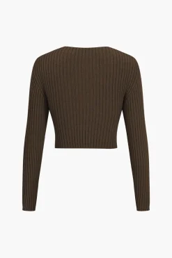 Crossed Sweater Long-Sleeve Top