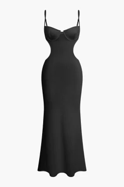 Cut Out Backless Bustier Slip Maxi Dress