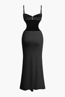Cut Out Backless Bustier Slip Maxi Dress