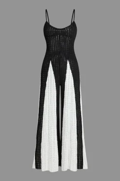 Cut Out Contrast Patchwork Slip Jumpsuit
