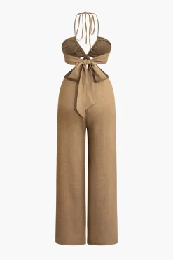 Cut Out Halter Neck Jumpsuit