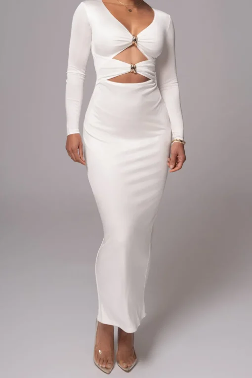 Cut Out Long Sleeve Maxi Dress