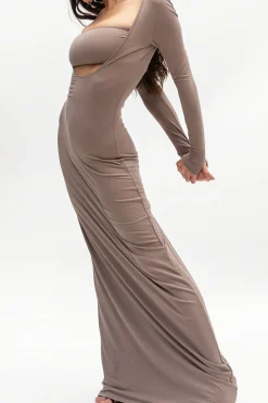 Cut Out Long Sleeve Maxi Dress