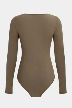 Cut Out Long Sleeve Ruched Bodysuit