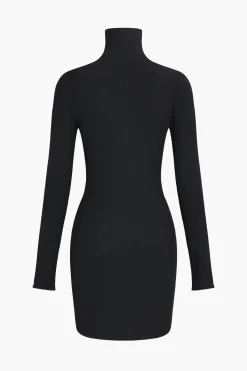 Cut Out Long Sleeve Turtleneck Mini Dress