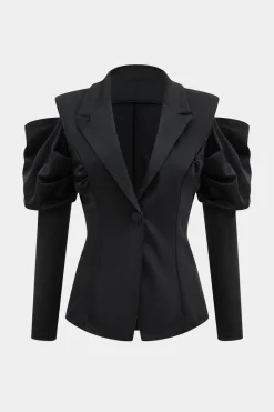 Cut Out Notched Lapel Blazer