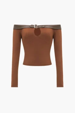 Cut Out Off Shoulder Long-Sleeve Top