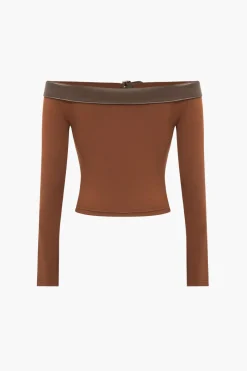 Cut Out Off Shoulder Long-Sleeve Top