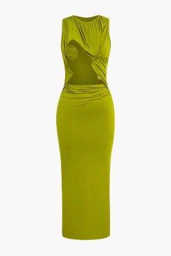 Cut Out Ruched Tank Maxi Dress
