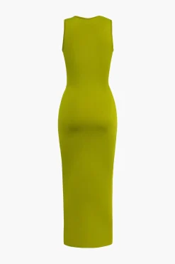 Cut Out Ruched Tank Maxi Dress