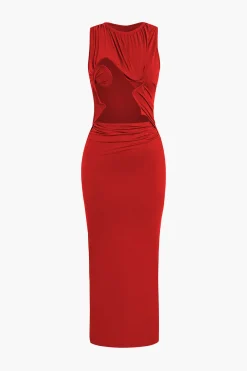 Cut Out Ruched Tank Maxi Dress