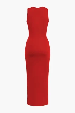 Cut Out Ruched Tank Maxi Dress