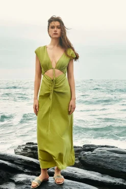 Cut Out Sleeveless V-Neck Maxi Dress