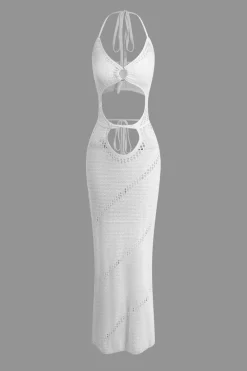 Cut Out Tie Halter Maxi Dress